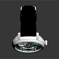 Sleek Black Leather Strap Watch With Silver Case Transparent Dial And Green Mechanical Movement