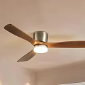 Stylish Ceiling Fan Chandelier With Wooden Blades And Metal Light Fixture