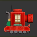 Red Toy Tank with Building Block Design Featuring Window and Cannon Tracks