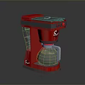 Red Coffee Maker Electronic Appliance with Stainless Steel Pot and Black Top Design