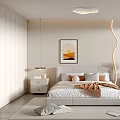 Modern Bedroom Interior Design With Bed Nightstands Wall Art Ceiling Light And Rug