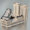 Modern Commercial Complex With High Rise Buildings Low Rise Structures And Retail Office Spaces