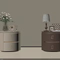 Modern Luxury Round Two Drawer Bedside Tables With Delicate Gold Accents For Elegant Bedroom Decor