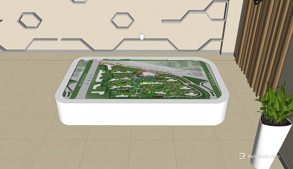 Modern Commercial Display Equipment Featuring Green Layout Map And Site Plan 3d model