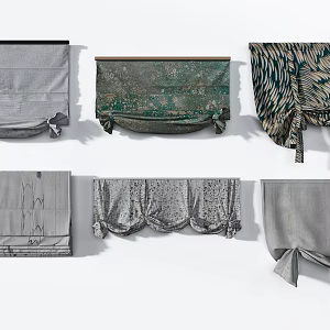 Advanced gray art dark pattern Roman curtain combination 3d model