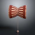 Red And White Striped Wooden Handheld Percussion Drum With Stick And Ball