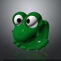 Cartoon Green Frog Toy Character Featuring Big Eyes Smiling Expression And Shiny Surface