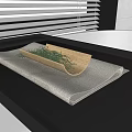 Stylish Tea Set Placed on Wooden Tray with Green Plants on Grey Countertop Near White Blinds