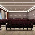 School Lecture Hall with Maroon Seats Arranged in Rows and Ceiling Lights 3d model