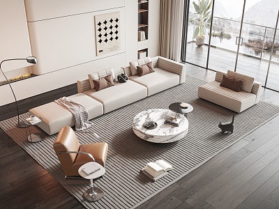 Modern sofa coffee table combination model