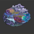 3D Landscape Model with Snowy Peaks Mountains Rivers Lakes and Diverse Terrains