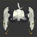 Anthropomorphic Cat Like Biomechanical Character With White Black Body And Yellow Claws Design