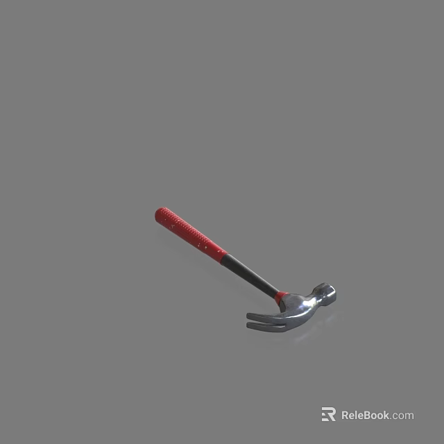 Premium Claw Hammer Hardware Tool With Red Handle And Silver Metal Head For DIY Projects 3d model