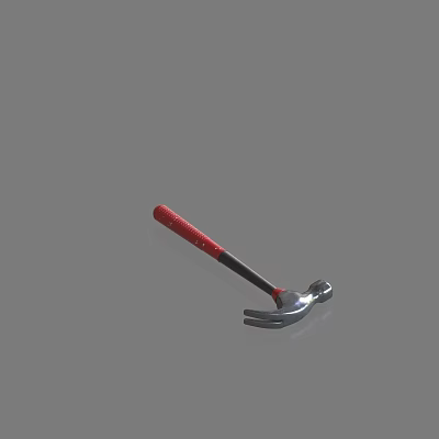 Premium Claw Hammer Hardware Tool With Red Handle And Silver Metal Head For DIY Projects 3d model