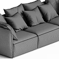 Modern Blue Fabric Three Seater Sofa With Multiple Soft Plush Cushions 3d model