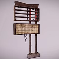 Vintage Commercial Metal Signage Equipment With Rustic Outdoor Display Stand And Grille