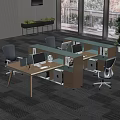 Modern Office Workspace With Desks Computers Chairs File Cabinets And Large Windows 3d model