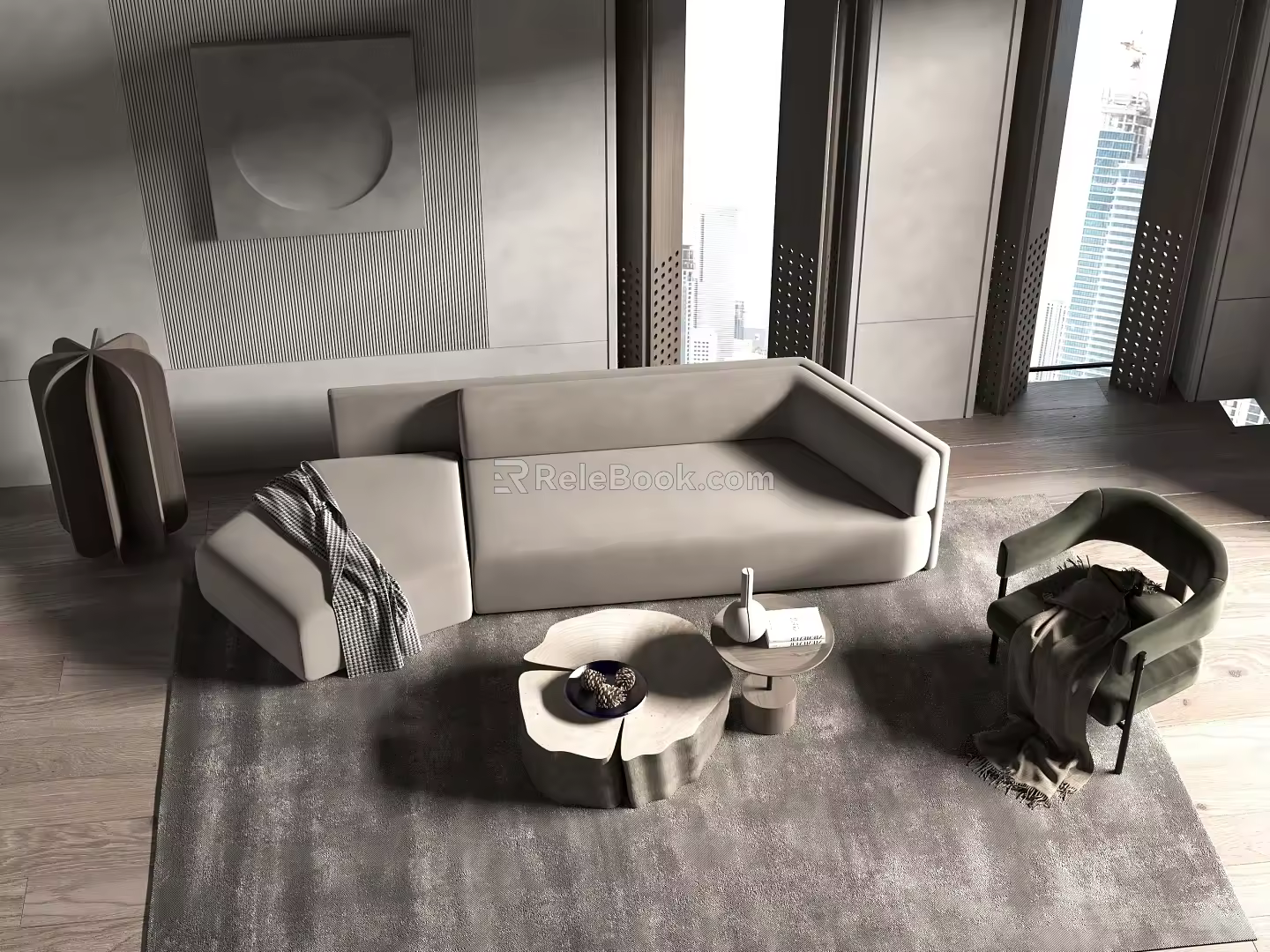 Sofa coffee table combination 3d model