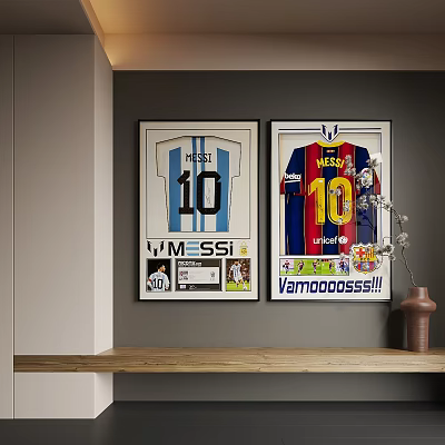 Messi Football Jersey Abstract Art Framed Decor for Wall Display with Argentina Barcelona Number 10 3d model