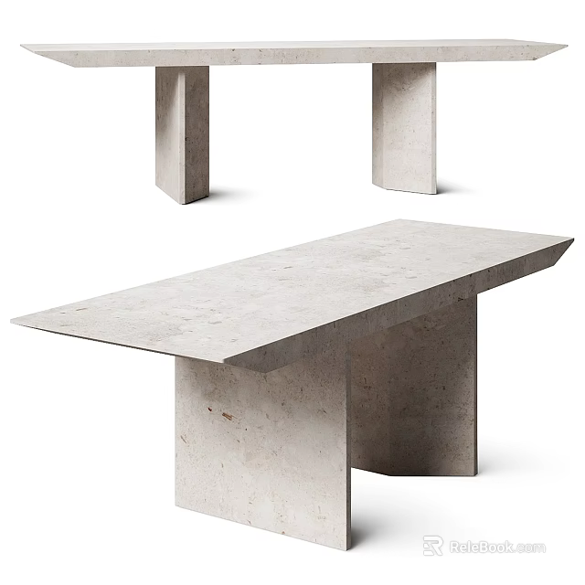 Elegant Modern Concrete Dining Table With Smooth Surface And Unique Base Design 3d model 