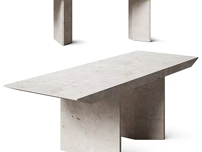 Elegant Modern Concrete Dining Table With Smooth Surface And Unique Base Design 3d model
