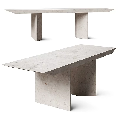 Elegant Modern Concrete Dining Table With Smooth Surface And Unique Base Design 3d model