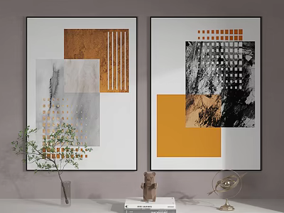 Abstract Wall Art Decor In Modern Interior With Decorative Elements And Accessories 3d model