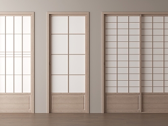 Japanese-style sliding door lattice door solid wood door camphor paper door sliding door 3d model