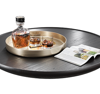 Modern Wine Bottle Wine Bottle Wine Cup Book Combination Coffee Table Jewelry Combination Vodka Round Coffee Table 3d model