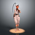 Stylized 3D Character In White Jumpsuit With Hat And Wrist Guards Standing On Circular Base