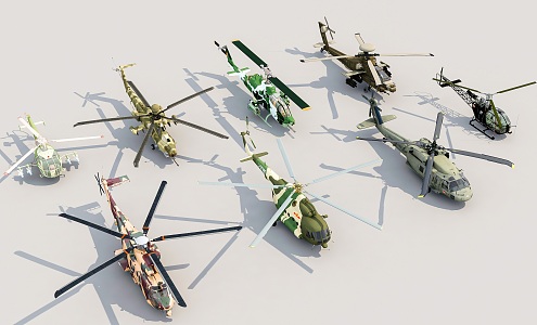 Modern Helicopter Military Helicopter Combination Aviation Helicopter 3d model