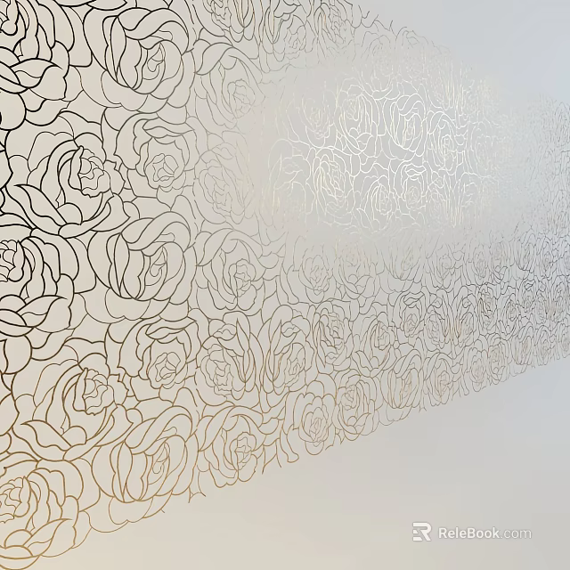 Intricate Carved Rose Pattern On Wall With Elegant Floral Design Details 3d model 