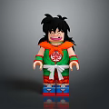 Detailed Anime LEGO Character In Orange Green Outfit With Mythical Creature Companion