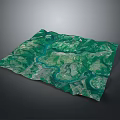 Lush Green Mountain Landscape With Winding River Rolling Terrain And Vegetation In Topographic Map Style