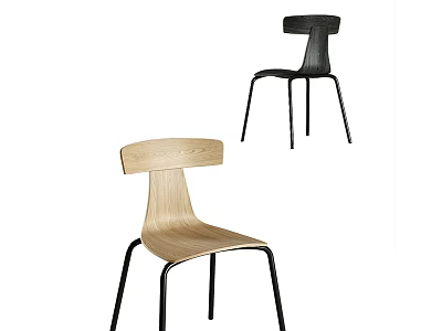 Modern Light Wooden And Black Leisure Chairs With Minimalist Design And Comfortable Backrest 3d model