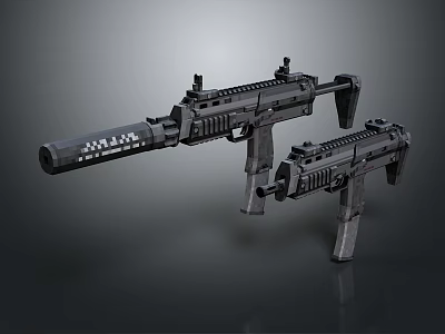 Modern Tactical Firearms Black Design With Detailed Structure And Two Models 3d model
