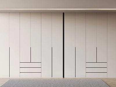 Modern White Wardrobe with Sleek Panel Doors and Lower Drawer Storage 3d model