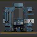 Futuristic Sci-Fi Mechanical Structure With Glowing Blue Elements And Side Panels On Platform Base