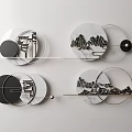 Minimalist Modern Round Wall Decor With Marble Metal And Mountain Patterns 3d model