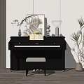 Artistic Piano And Drawing Supplies With Canvas Brushes And Paints For Creative Studio Use