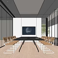 Modern conference room meeting table and chair combination floor-to-ceiling window display office chair 3d model