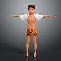 Woman in Leopard Print Shorts and White Open Shirt with Arms Outstretched