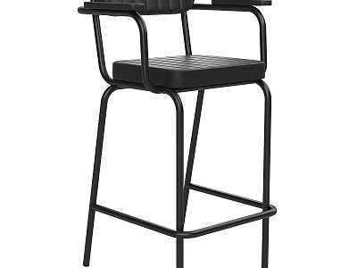 Sleek Modern Black Bar Stool With Metal Frame And Leather Seat 3d model
