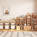 Wooden Decorative Cabinets With Open Shelves And Various Decorative Items In Cozy Interior