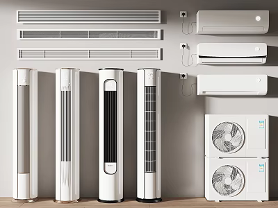 Wall Mounted and Floor Standing Air Conditioners with Tower Fans for Home Cooling 3d model