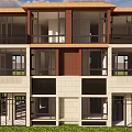 Modern Duplex Villa Exterior Design With Brick Stone Windows And Balconies