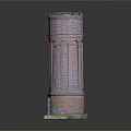 Red Brick Cylindrical Tower Model With Base Windows And Detailed Top Structure 3d model