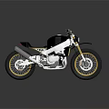 Stylish Black and Silver Motorcycle with Gold Rims on Reflective Surface 3d model