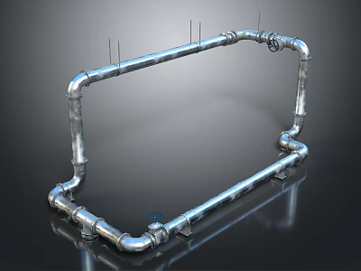 Industrial Metal Pipe Light Fixture Combination With Modern Frame And Stylish Design 3d model