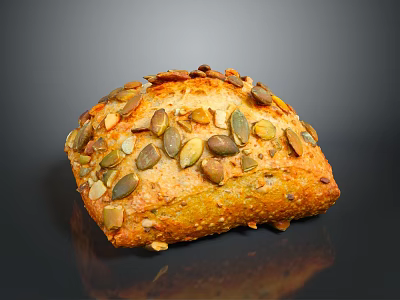 Artisan Whole Grain Bread Topped With Pumpkin Seeds And Almond Slices Golden Crust 3d model